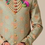 Sage Green and Pink Designer Brocade Achkan | Elegant Ethnic Wear | Jaipurio